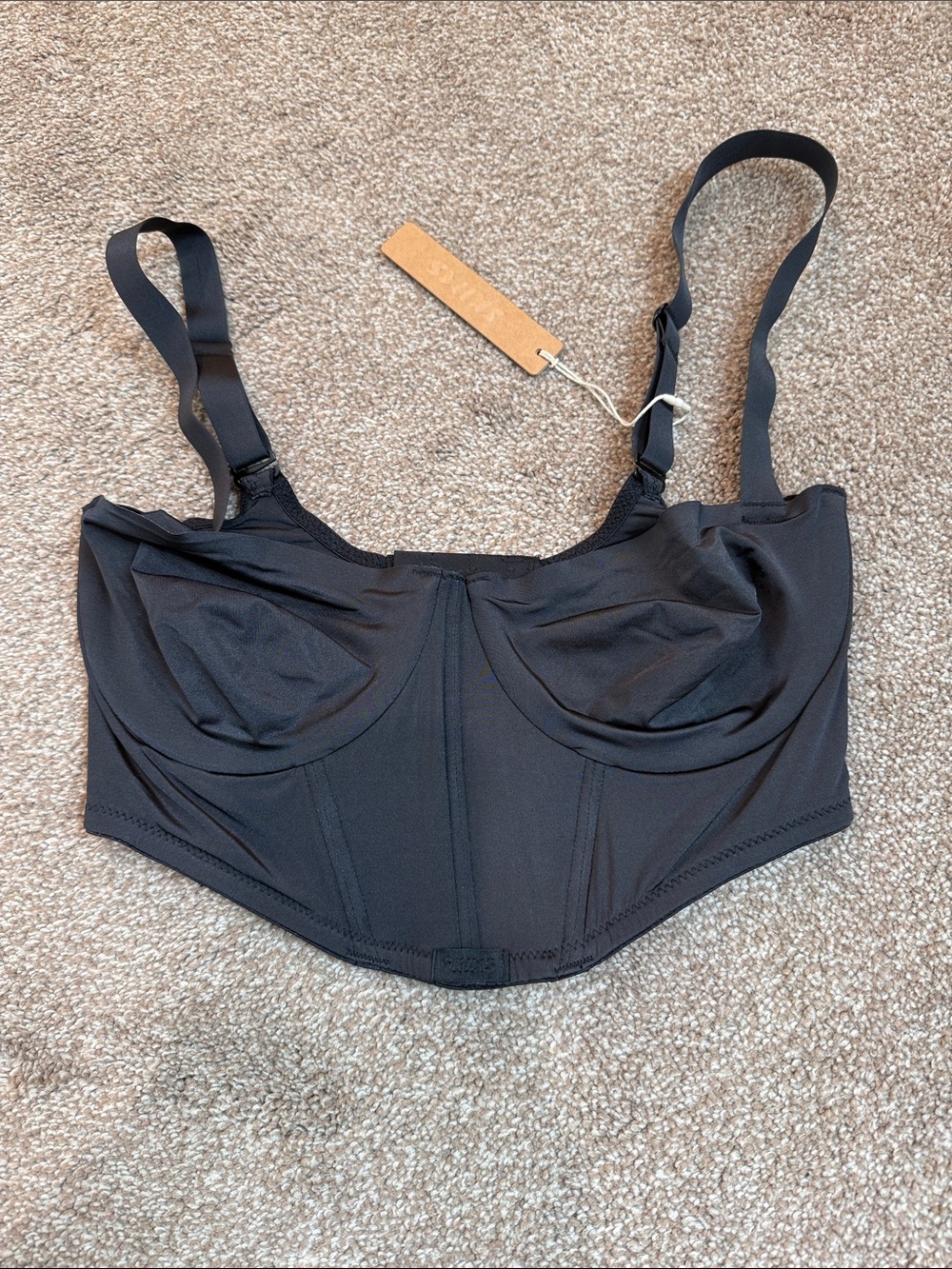 SKIMS Black Longline Underwire Bra Top